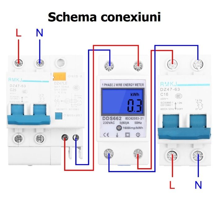 CONTOR ELECTRIC monofazat pe sina LUMINA cu afisaj SMART digital pret