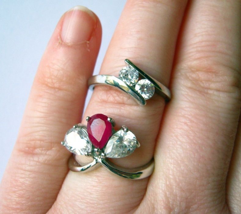 Inel de colectie - logodna, placat cu argint, cu piatra de zirconiu