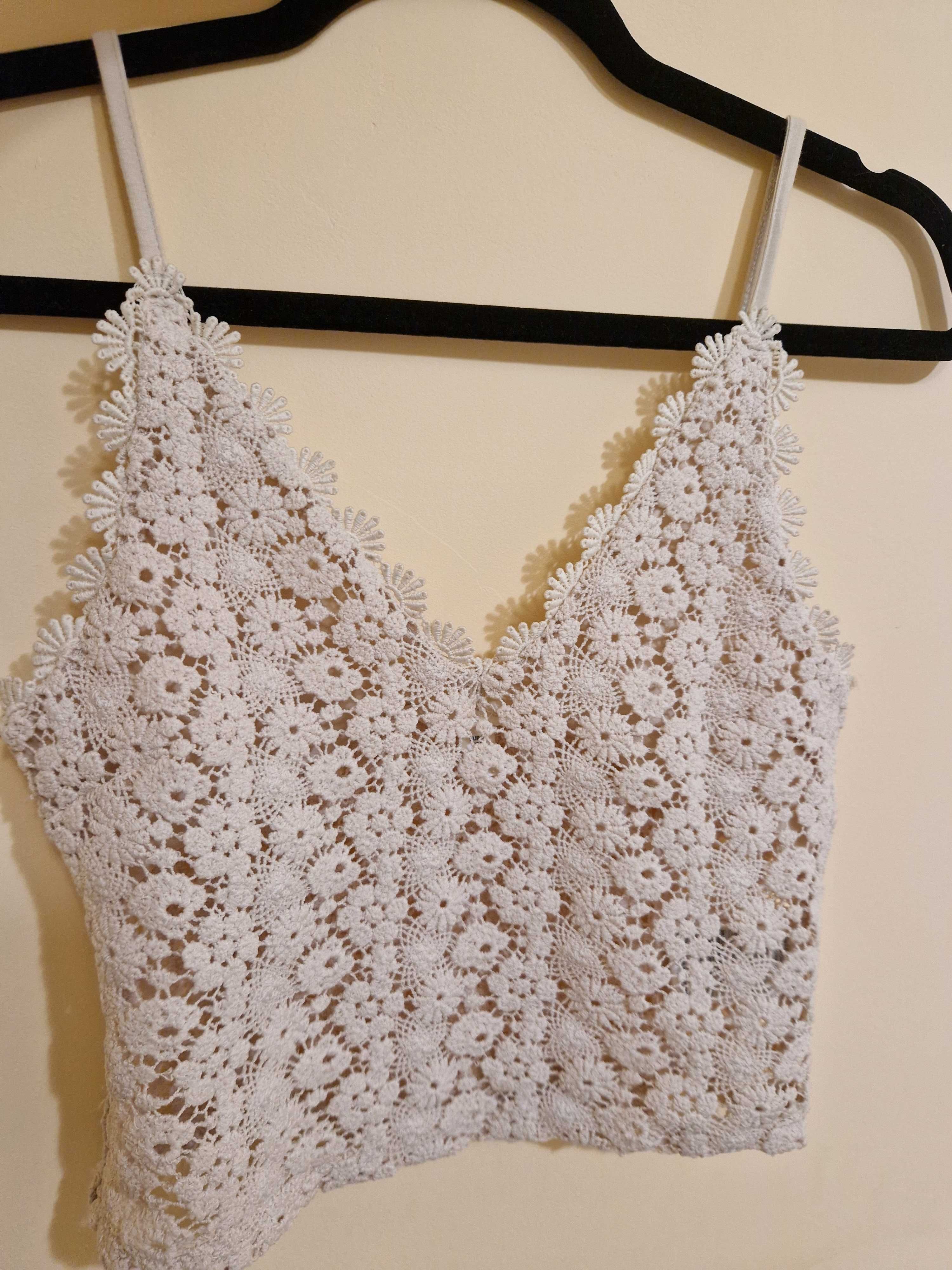 Top H&m dantela bej marimea 36