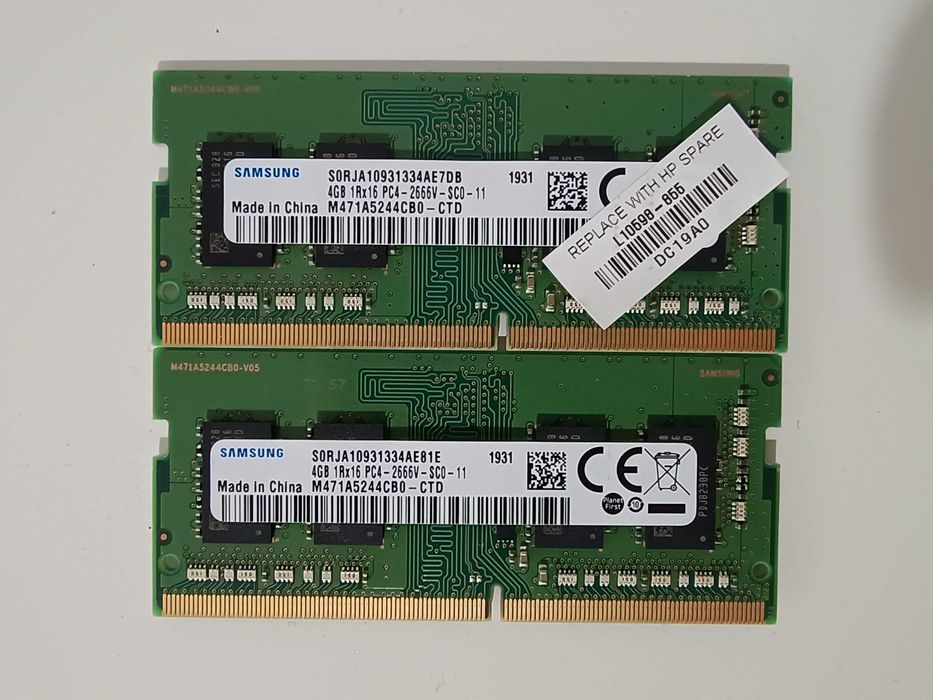 8gb RAM DDR4 2666MHz dual-channel, Samsung, 2 x 4gb