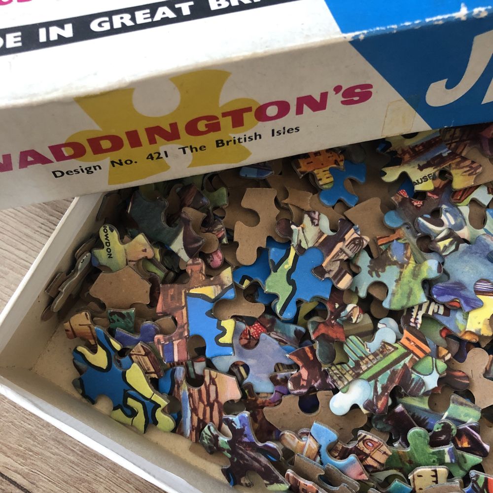 PUZZLE Vintage 1970 Jig-Map Marea Britanie Waddington | joc harta