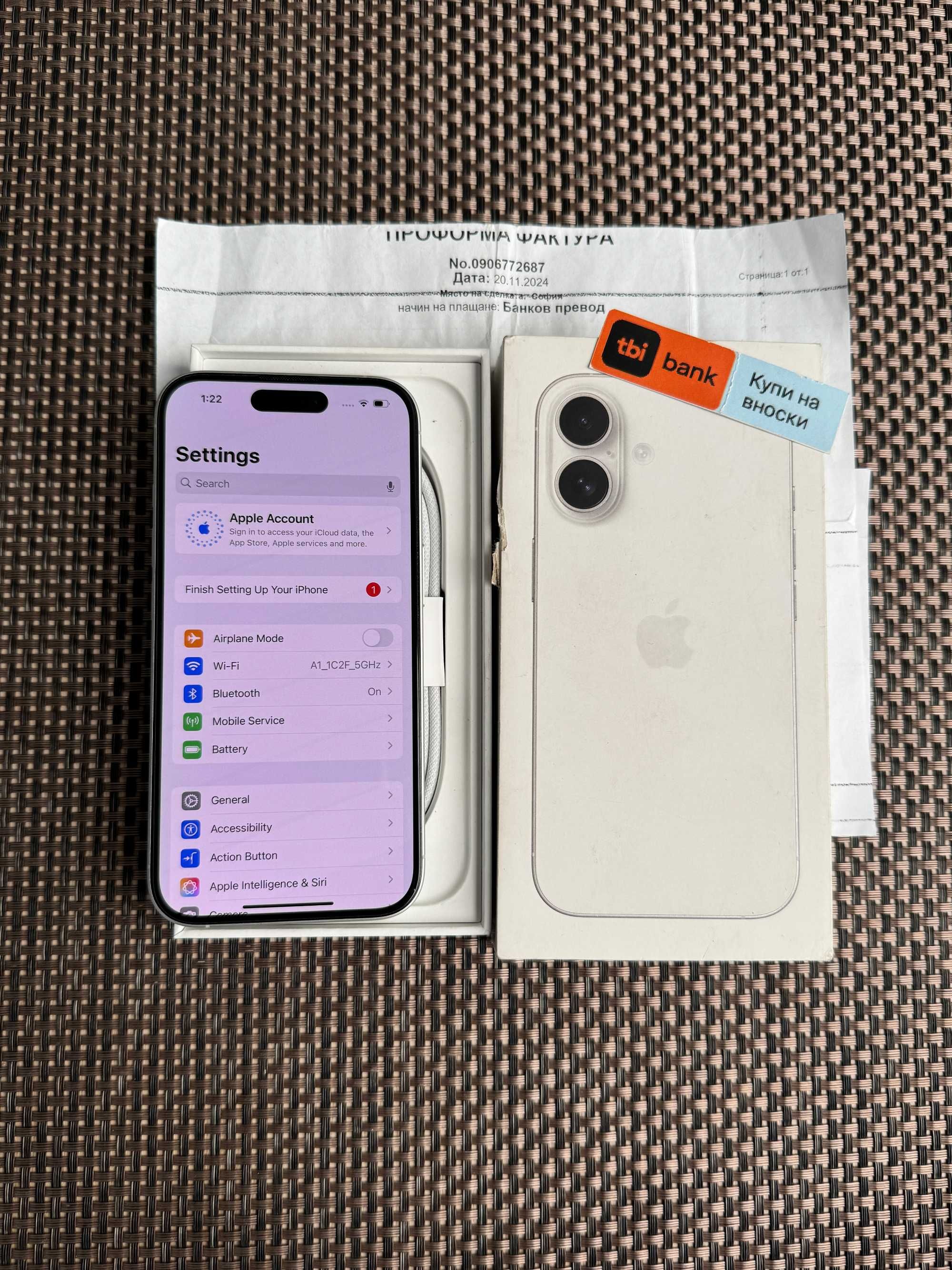 24мес. ГАРАНЦИЯ! 256Gb! iPhone 16 Лизинг от 53лв/м White КАТО НОВ бял