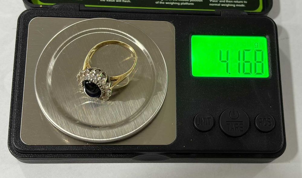 Златен пръстен със син камък 4.16 грама 14карата 585