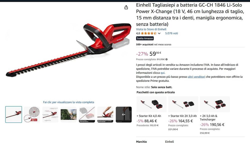 Trimmer gard viu Einhell Power-X-Change GE-CH 1846 Li