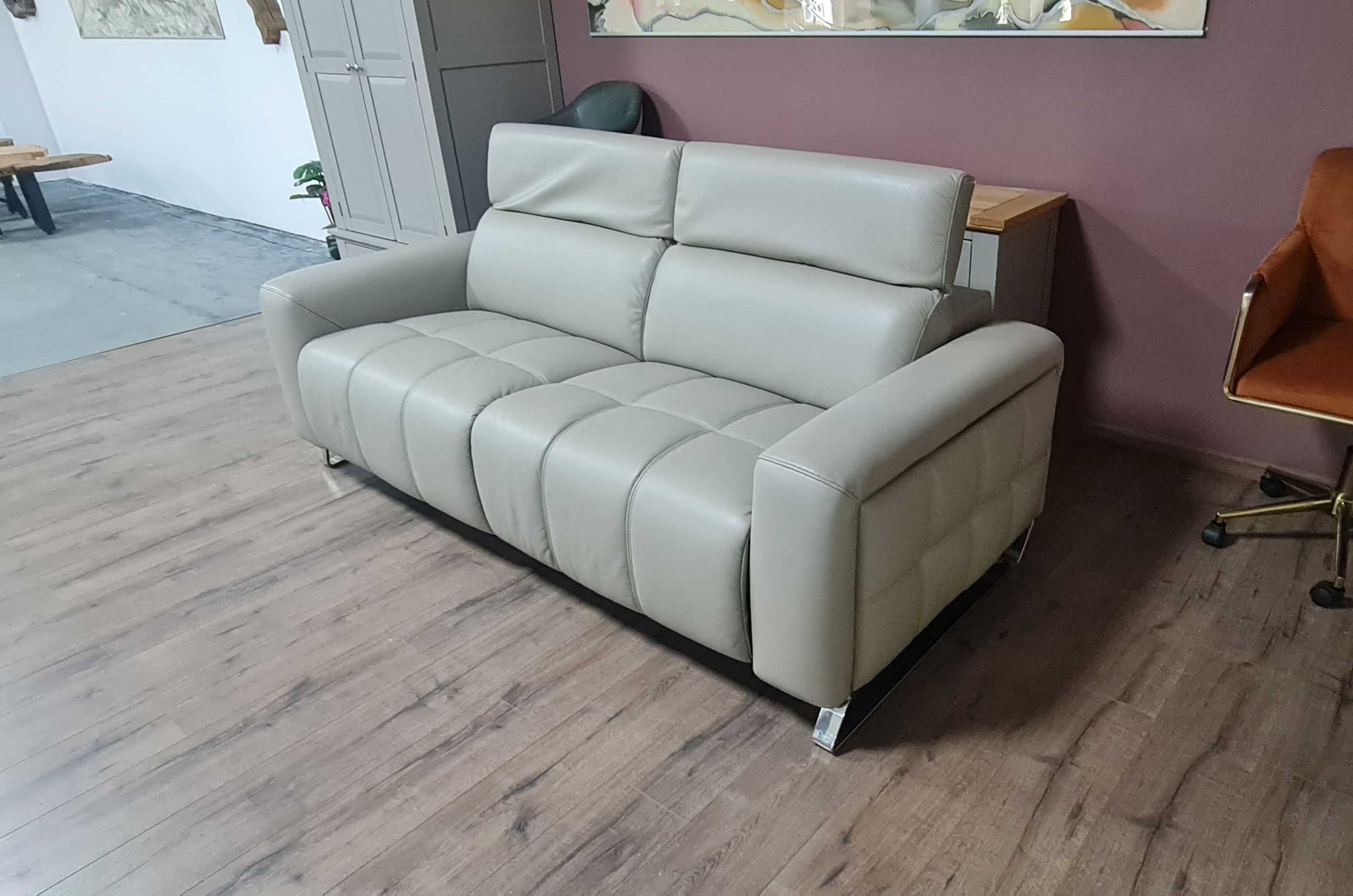 Сив кожен диван тройка "Marvella"