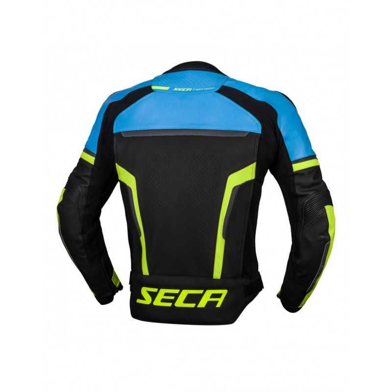 НОВО Кожено мото яке Seca Hooligan BLUE/FLUO YELLOW