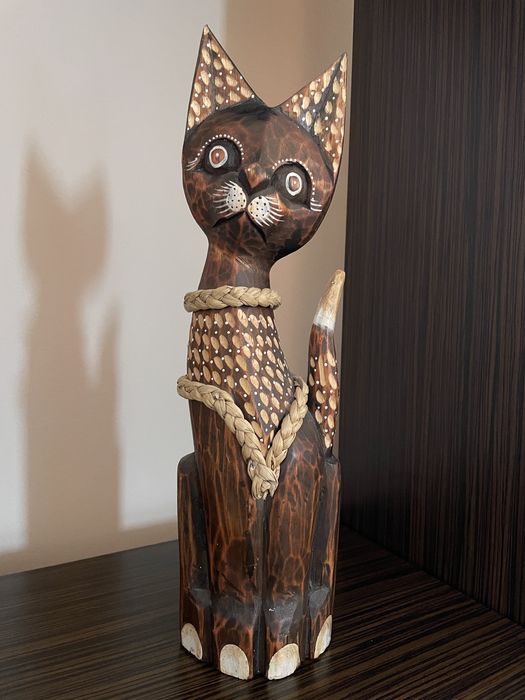 Дървена декоративна котка