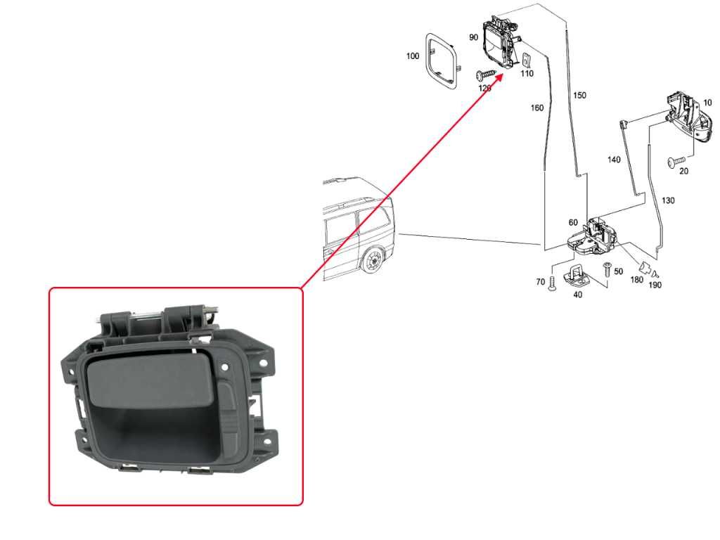 Вътрешна дръжка за задна врата (багажник) Mercedes Vito W639/Мерцедес