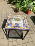 Masuta decorativa handmade faianta spaniola, 45x45 cm blat