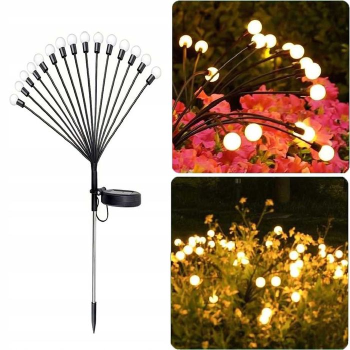 соларни коледни лампички тип дърво с 10 топки в многоцветна светлина