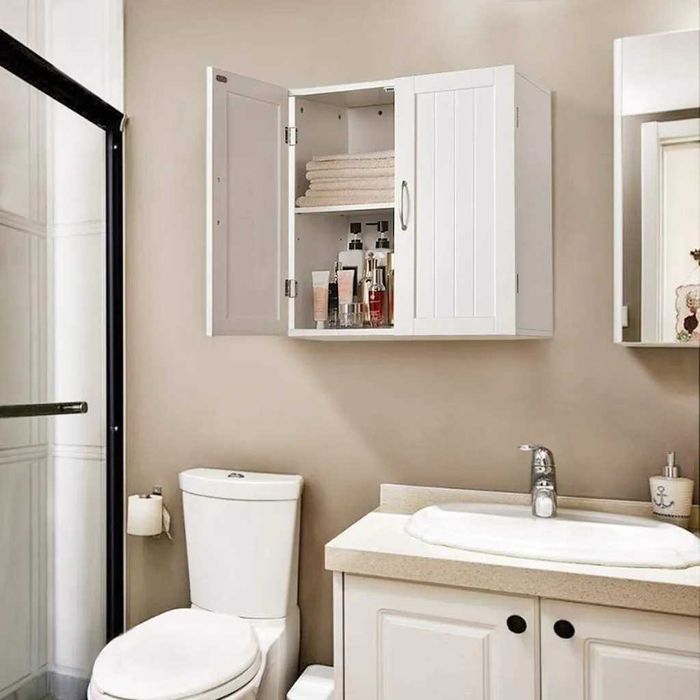 Dulap suspendat MDF, 2 niveluri, usa dubla, alb |R 592548 White