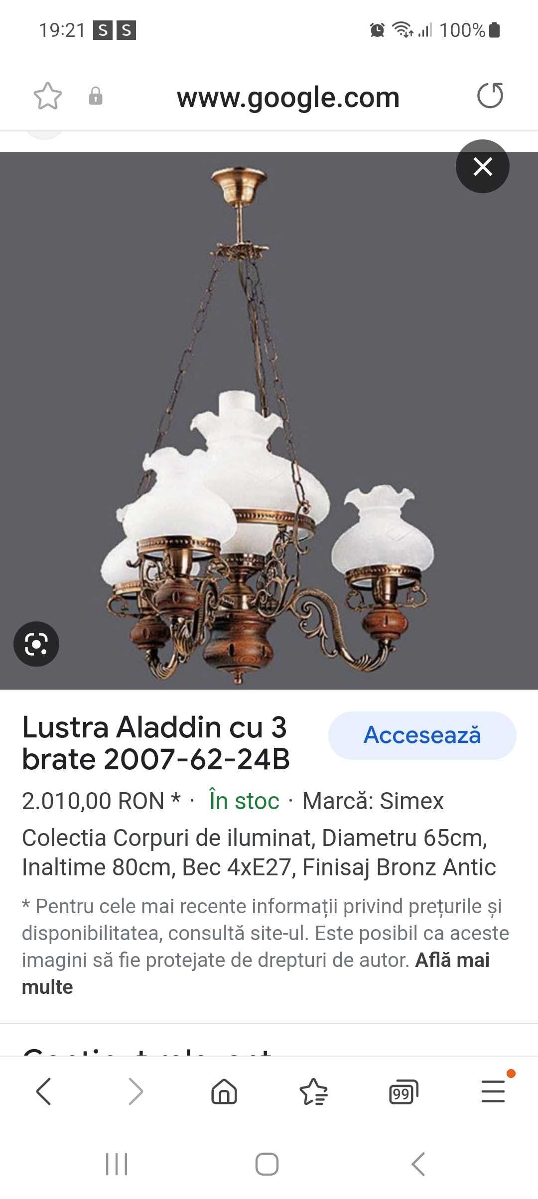 Lustra candelabru Aladdin bronz metal colectie