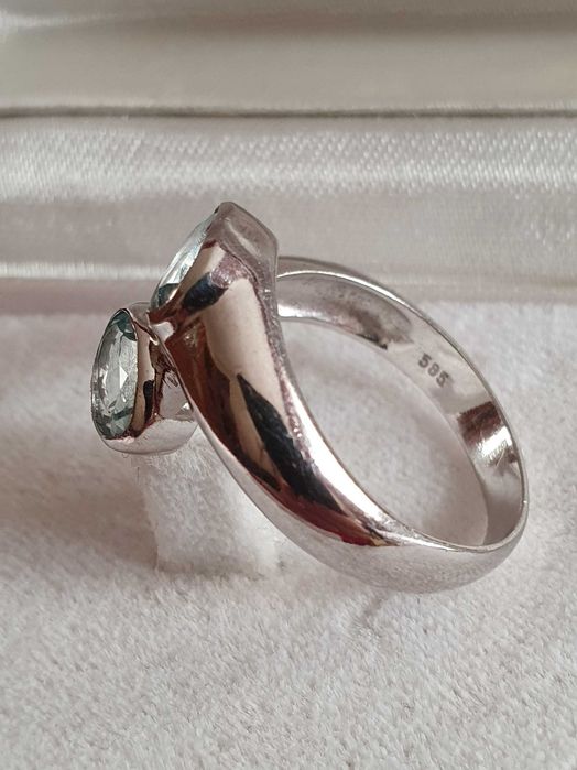 Inel unicat “You and Me” aur masiv cu aquamarin acvmarin natural