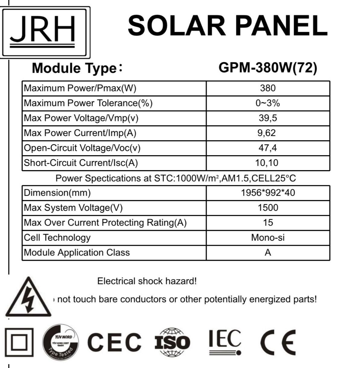 Panouri fotovoltaice solare monocristaline 100W 120W 300W 310W 380W