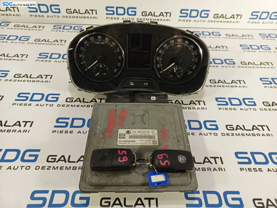KIT Pornire Complet ECU Calculator Motor Ceas Ceasuri Cluster Instrumente Bord Imobilizator Volkswagen Skoda Seat Audi 1.6 TDI CAY CAYC 2013 - 2017 Cod 03L906023QF 5WP42961AA 5JA920940A [L1163] [L1164]