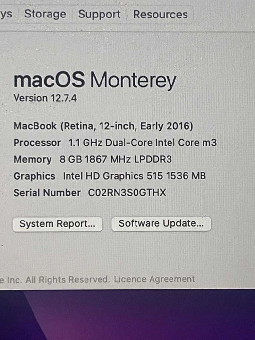 Apple MacBook 12 MID2016 (1.1Ghz/8GB/256GB)
Apple MacBook 12 MID 2016