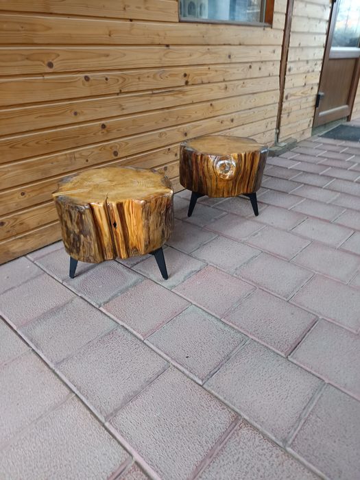 Noptiere , masa de cafea buștean larice și picioare metalice