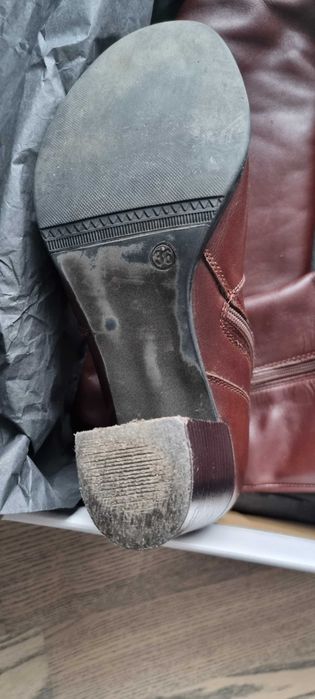 Cizme de piele naturala cu toc nr 36 model deosebit bordo burgundy