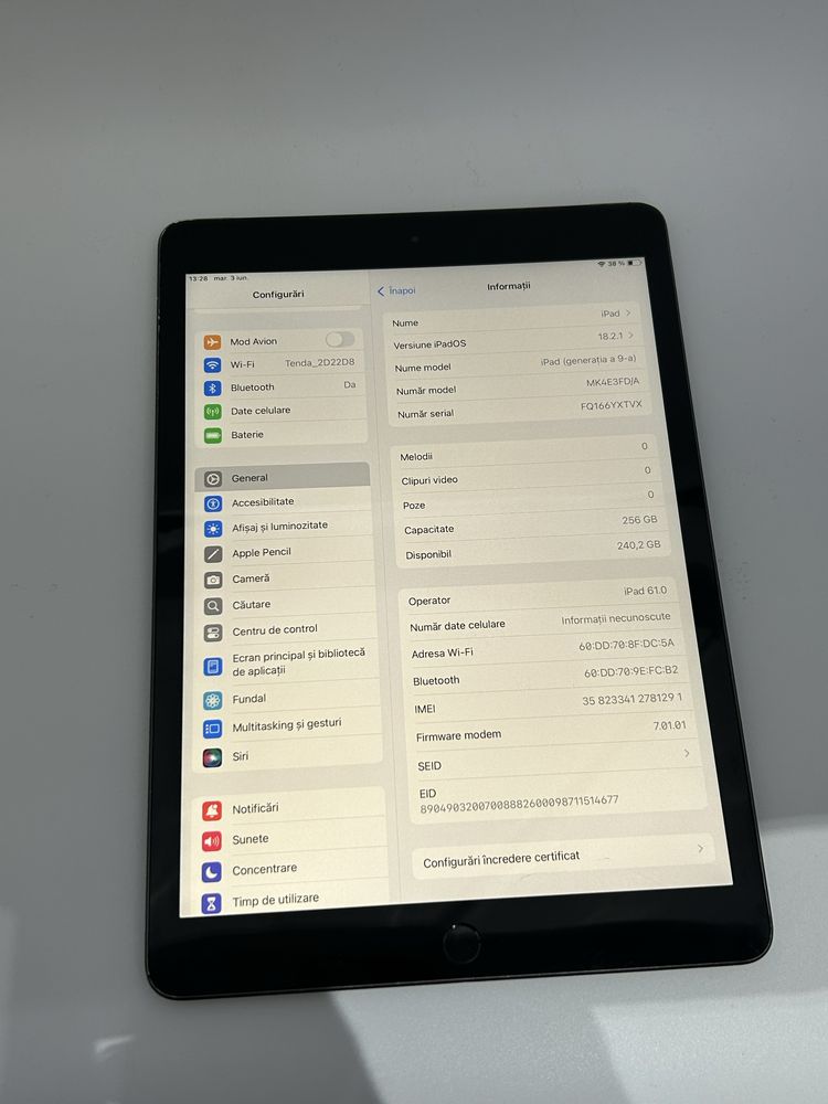 iPad Gen 9, 256Gb+ Cellular 4G, 10.2 Inch + Garantie