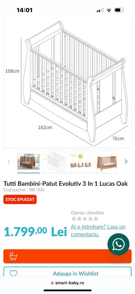 Patut evolutiv 3 in 1, 140*70cm, Lucas Oak, Tutti Bambini + Saltea
