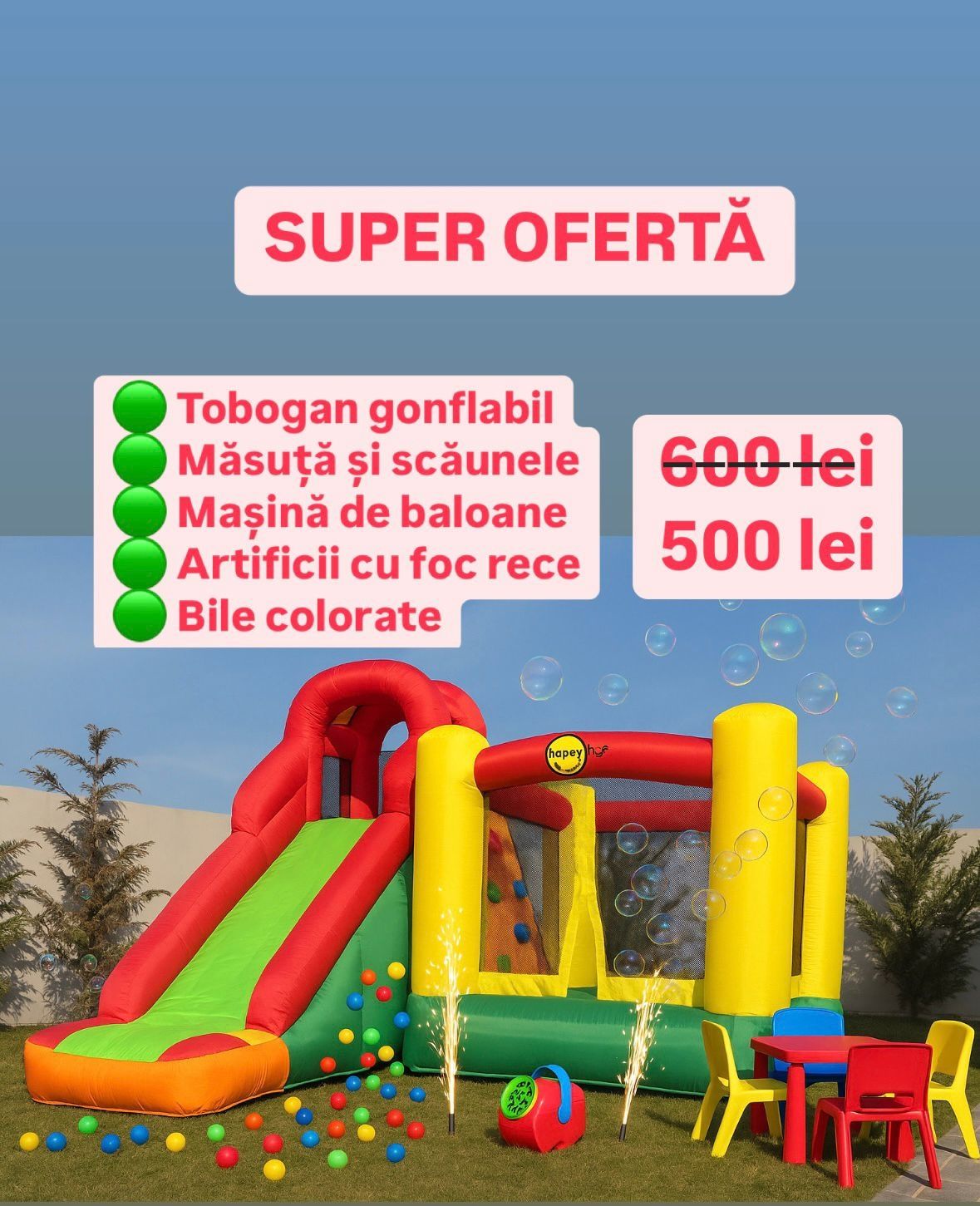 Topogan gonflabil/castel gonflabil de inchiriat