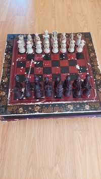 Set joc de șah vitage,de epoca,tradițional chinezesc din lemn.