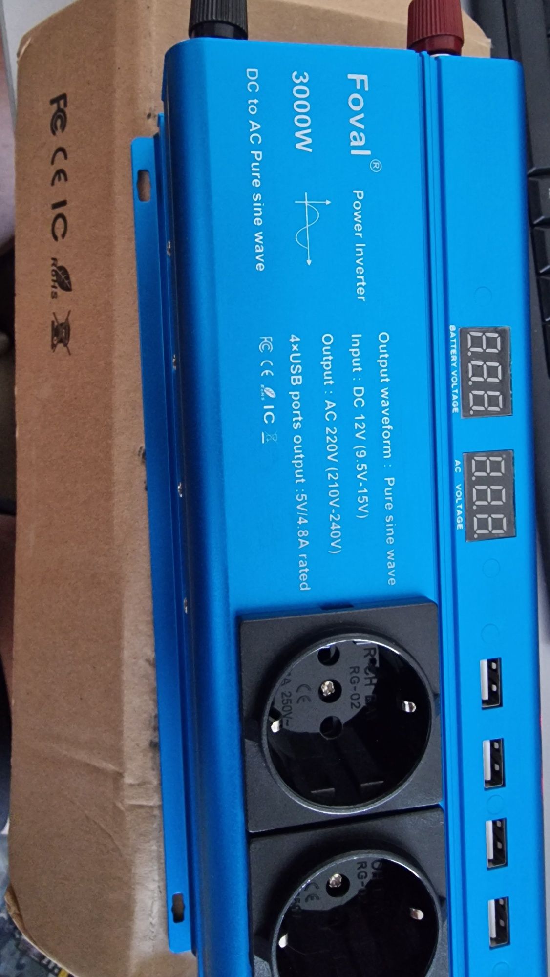 Продавам inverter 12v to 220v 3000w Pure sine wave