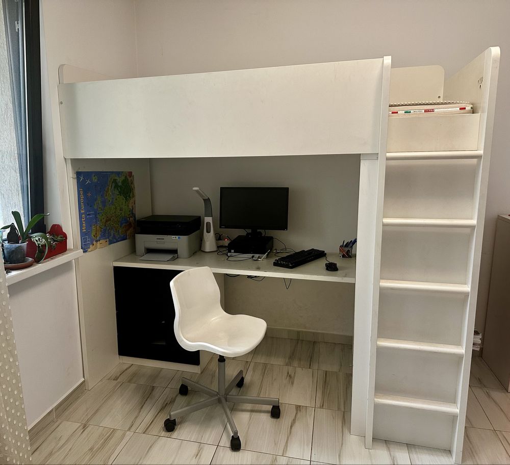 Pat supraetajat+birou IKEA Smastad