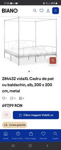 Vand mobilier Pat baldachin alb cu saltea , sifonier .