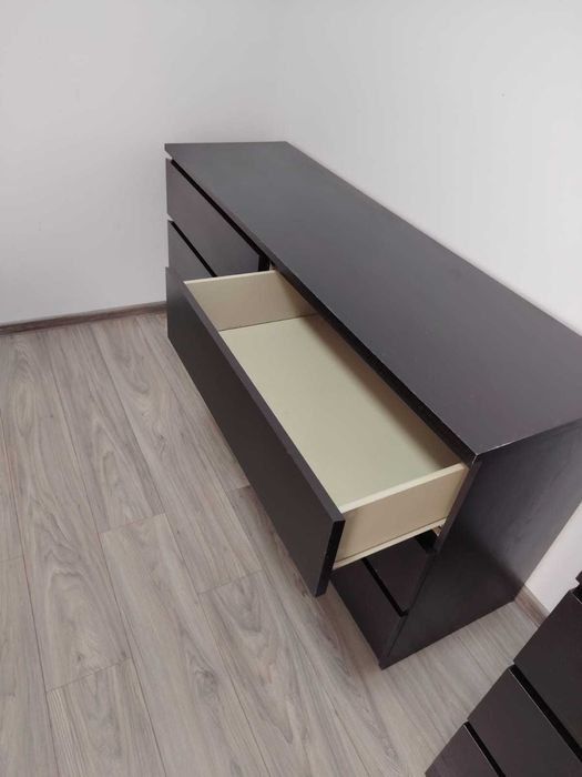 Comodă 3 sertare, negru-maro, 80x78 cm