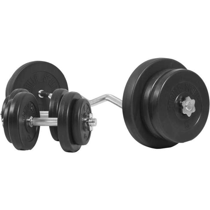 Set bară SZ și gantere cu greutăți 70 kg cu piulițe