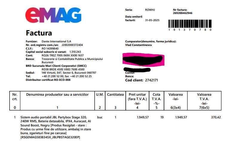 JBL Partybox 320, 240W RMS, Garantie Mai 2027