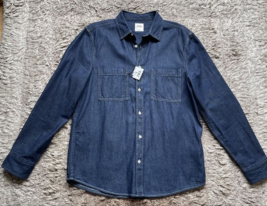 Camasa de blugi/denim Zara L bleumarin