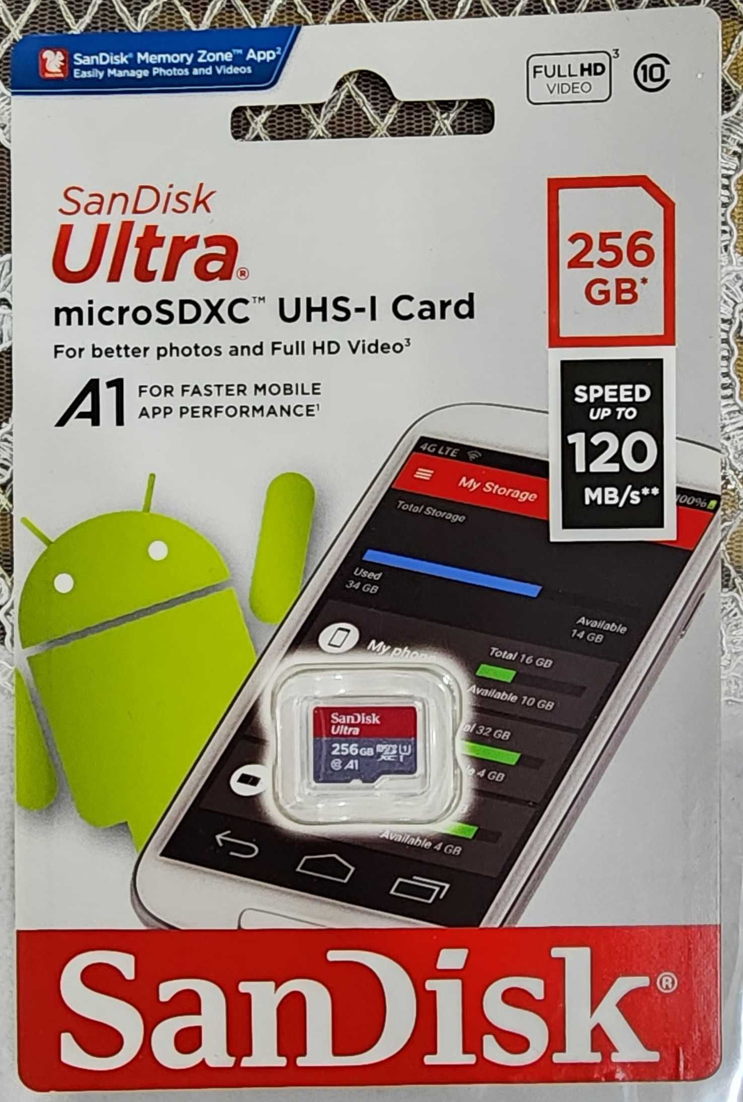 Карта памяти SanDisk Ultra MicroSDXC UHS-I 256GB