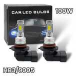 2 БРОЯ LED Диодни крушки HB3 9005 100W 12V +100% повече светлина