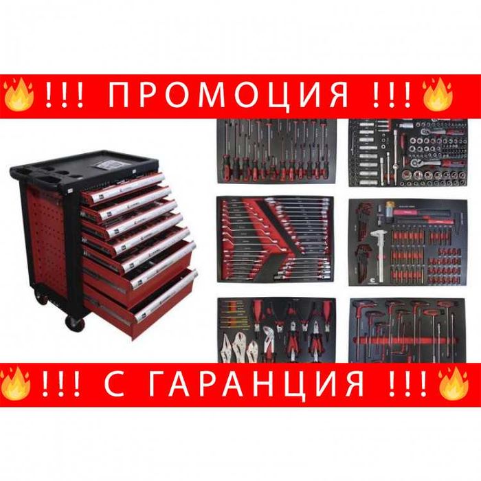 НЕМСКИ Шкаф С Инструменти EVERFORCE Със 7 Чекмеджета;6 Пълни+ЛЕД ФЕНЕР