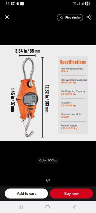 Cantar electronic cu carlig, max. 400 kg. Nou