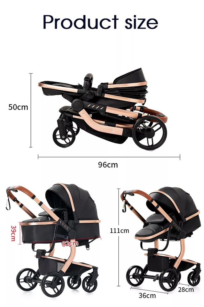 NOU Carucior Bebe 3 in 1 Bebelus Landou Copii Pliabil Smart + CADOU