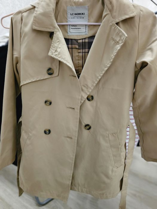 Тренч, плащ для девочек, 9-10 лет, zara, lc waikiki, blue button