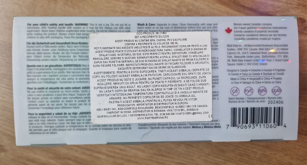 Set 4 recipiente Snap&Go, 177 ml, Melii