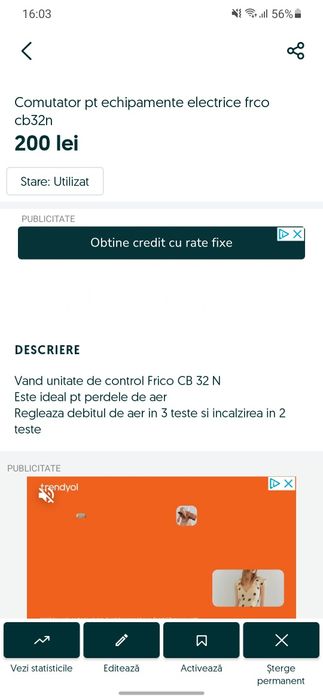 Comutator pt echipamente electrice FRICO cb32n