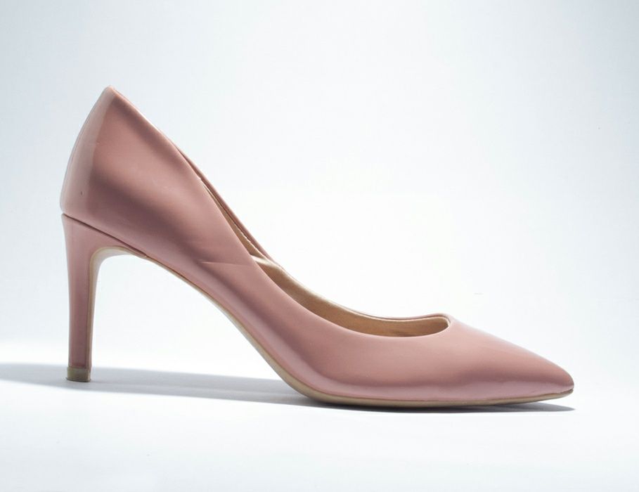 Туфли лодочки H&M, цвет пыльная роза, лакированные, каблук 7 см