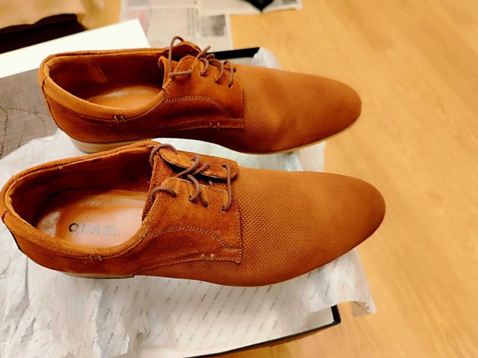 Мъжки обувки от естествена кожа (набук), цвят светло кафяво с номер 44