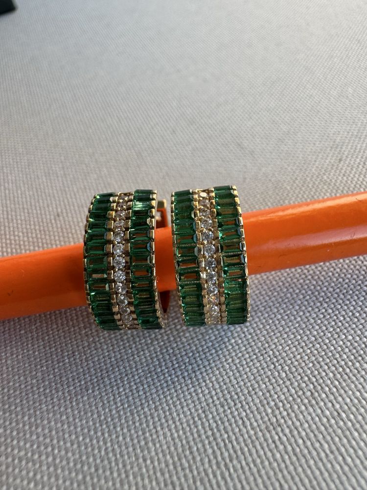 Cercei din aur 14 k si cubic zirconia