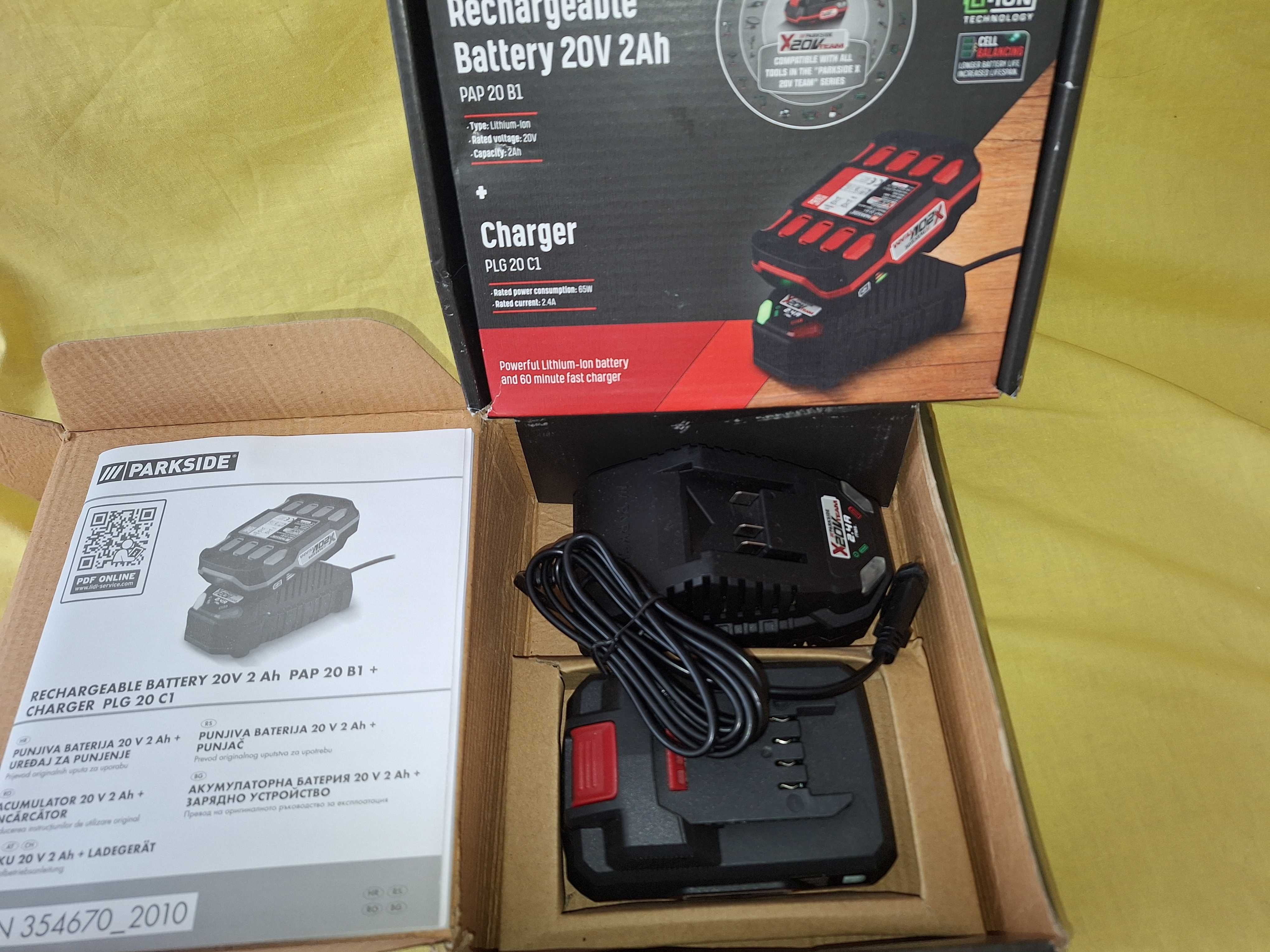 Incarcator si acumulator Parkside, 20V - 2A