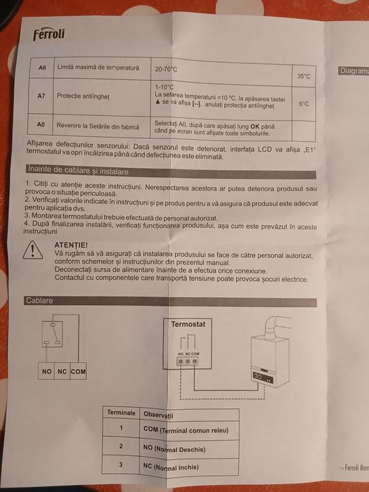 Termostat Ferroli