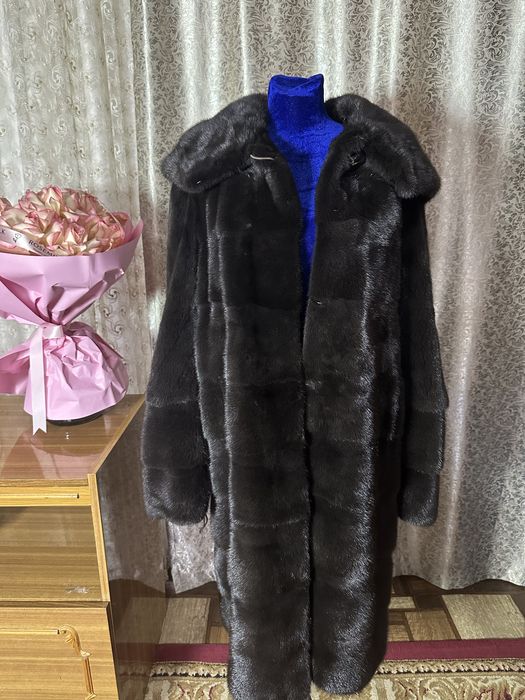 Шуба норка с капюшоном