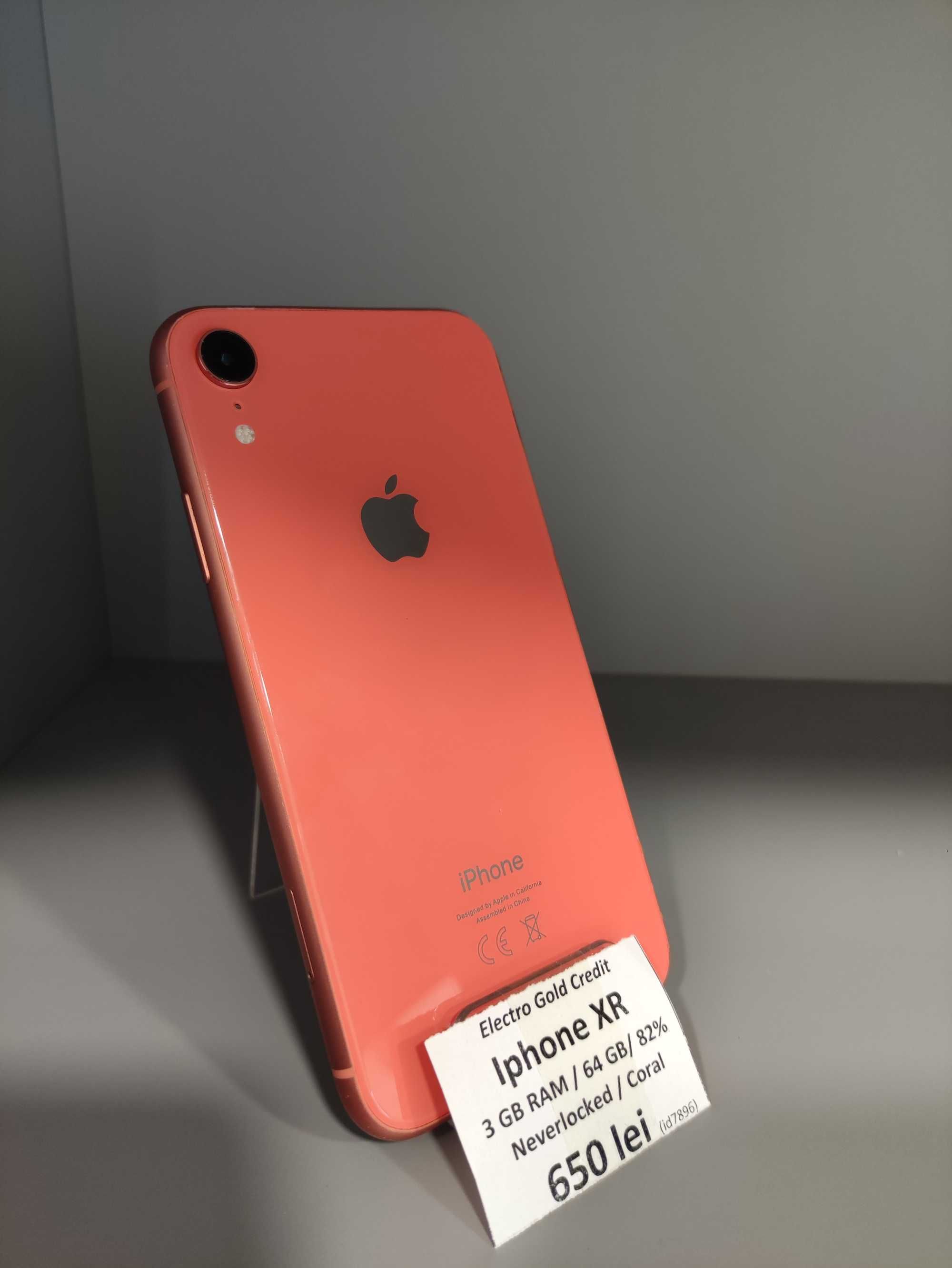 Iphone XR 64GB Coral/Neverlocked/82% ID7896