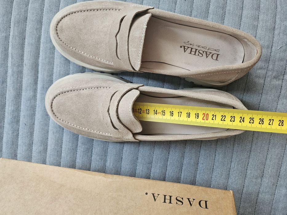 Mocasini piele intoarsa bej Dasha 40
