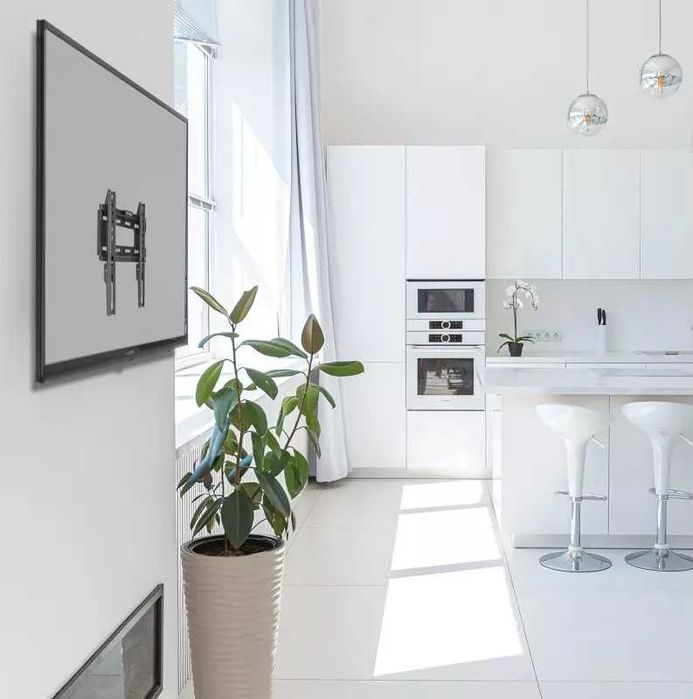 Suport TV de perete fix, 17"-42" 43cm-107cm, nivela bule inclusa negru